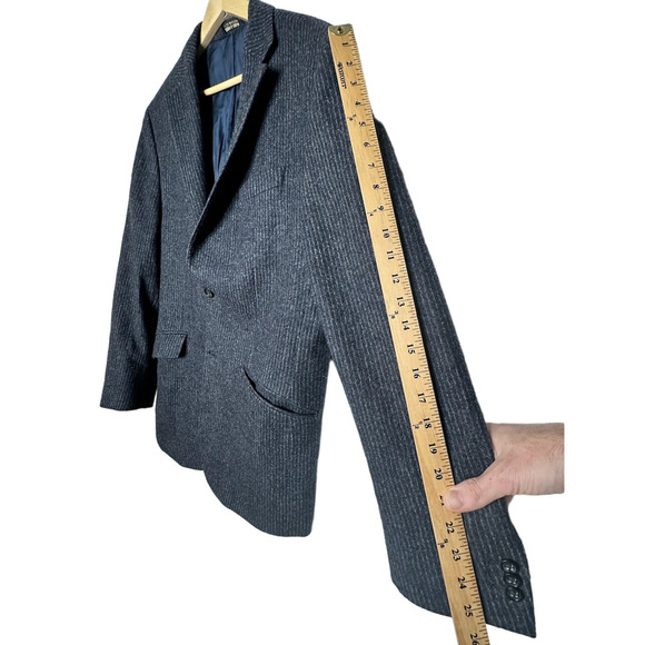 Banana Republic Men's 42R Italian Wool $420 Blazer Charcoal Gray Striped Jacket - Picture 7 of 8
